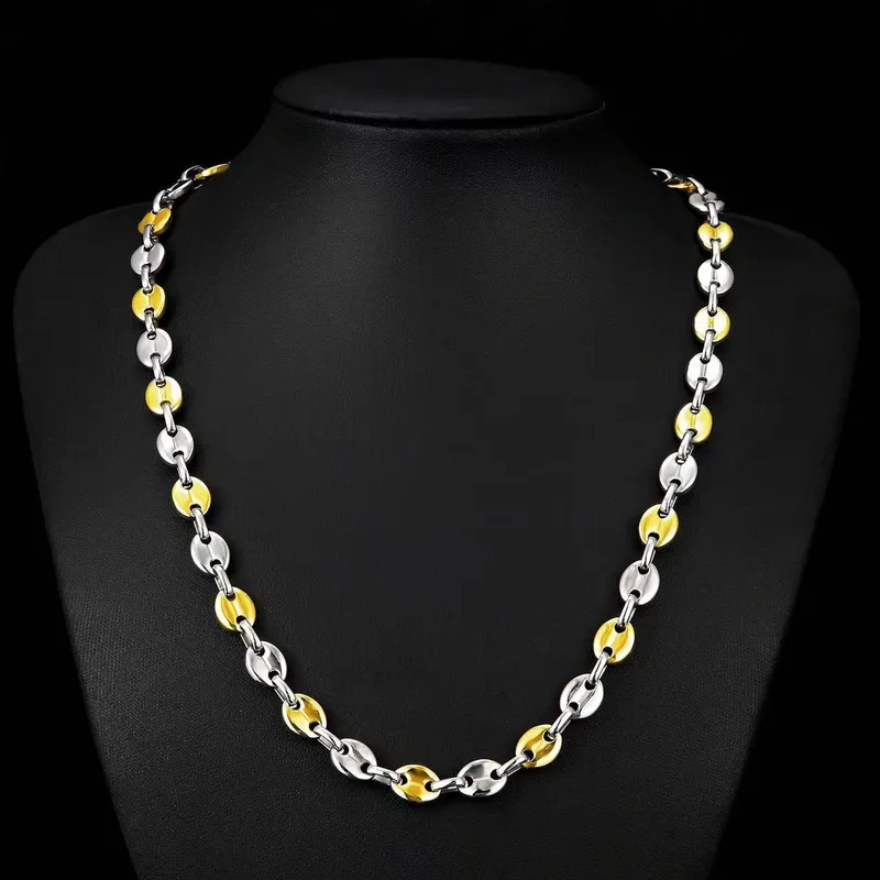 Collier grain café doré argenté