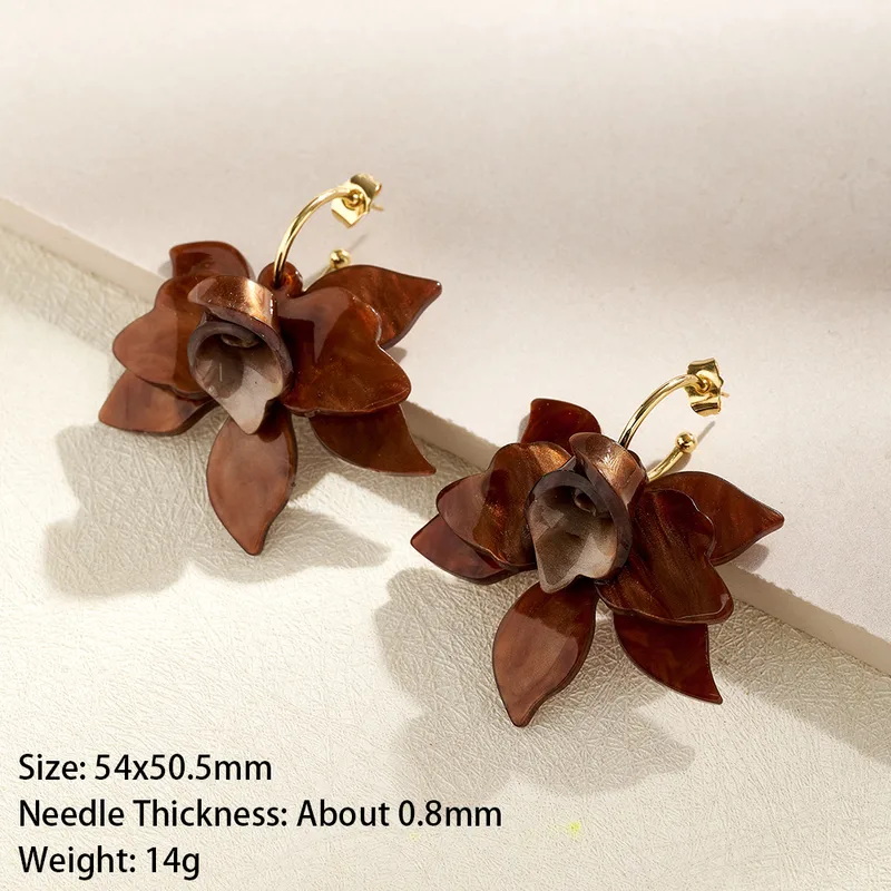 Boucles d'oreilles Fleur Marron