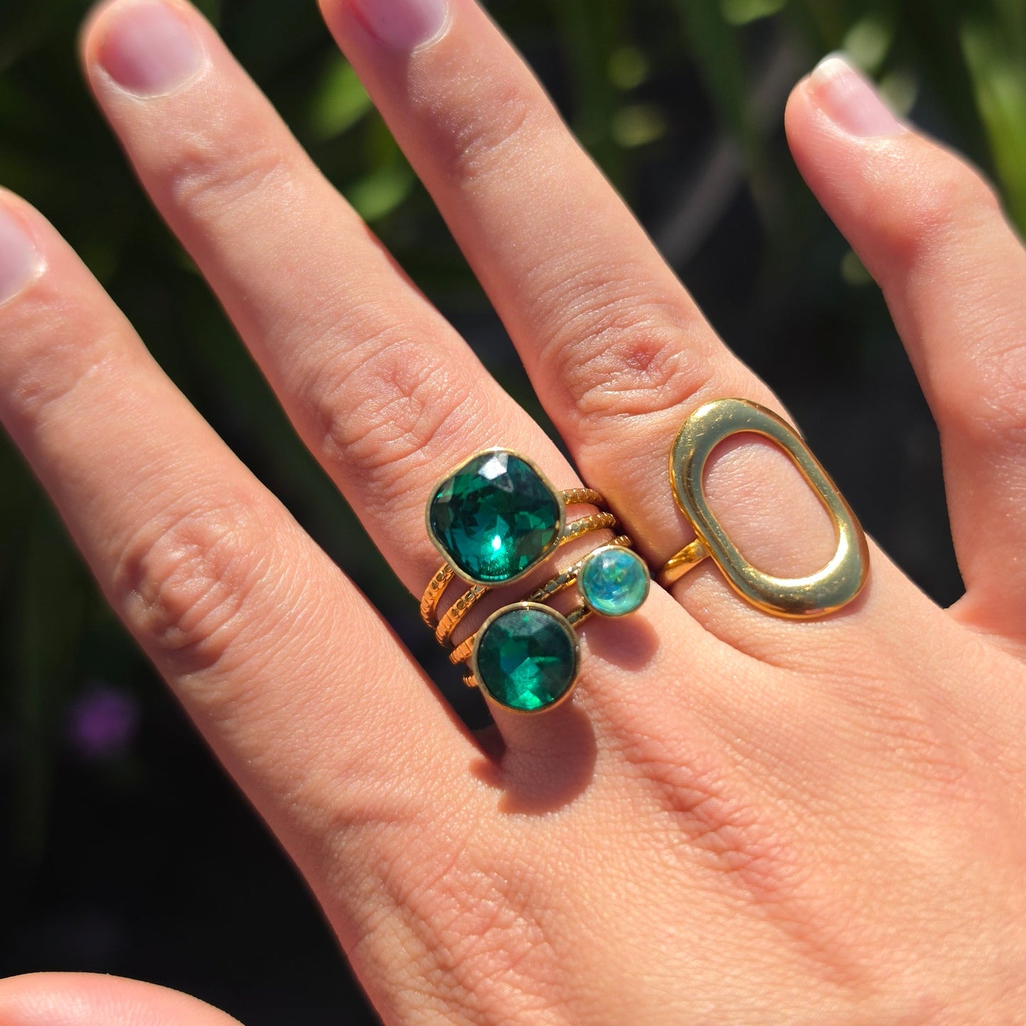 Bague Cristaux vert Nia