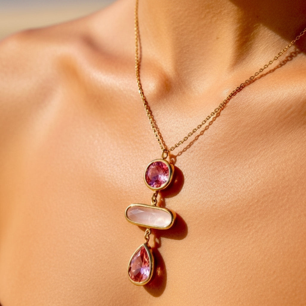 Collier Cristaux rose