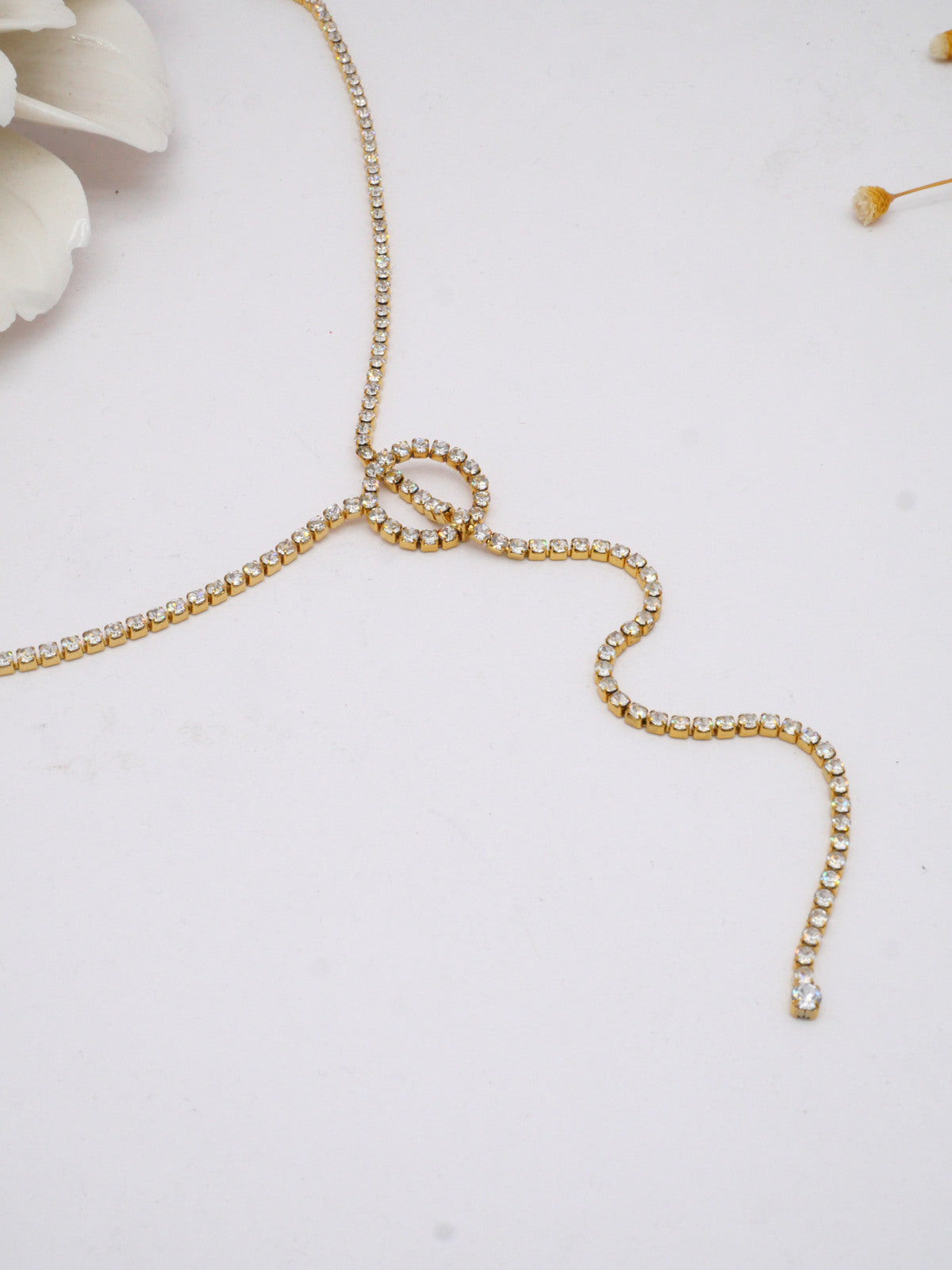 Collier Y strass