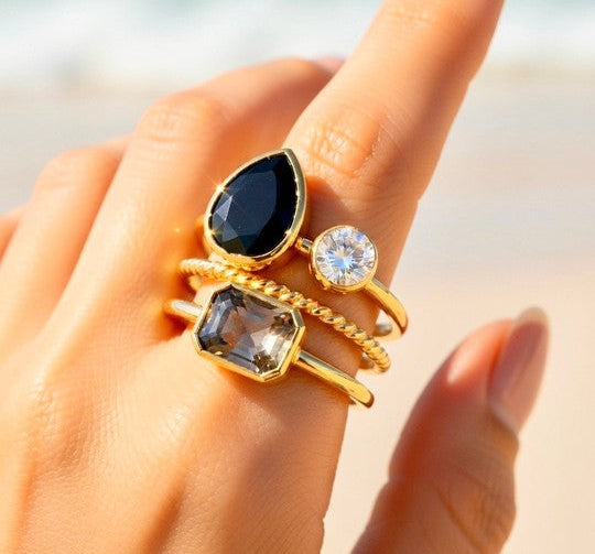 Bague Cristaux Noir