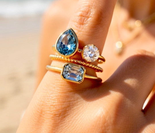 Bague Cristaux bleu