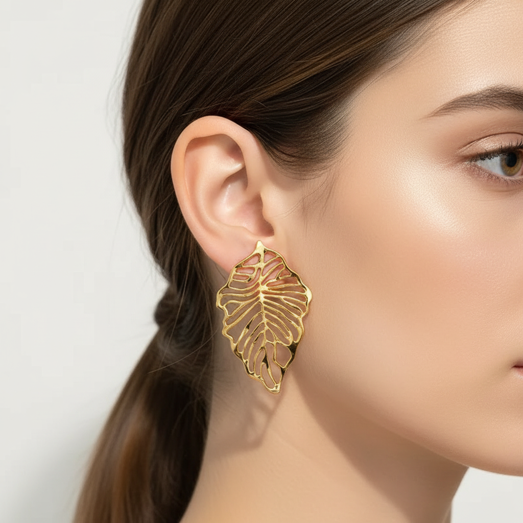 Boucles d'oreilles feuilletée