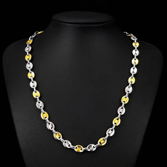 Collier grain café doré argenté