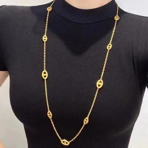 Sautoir maille marine