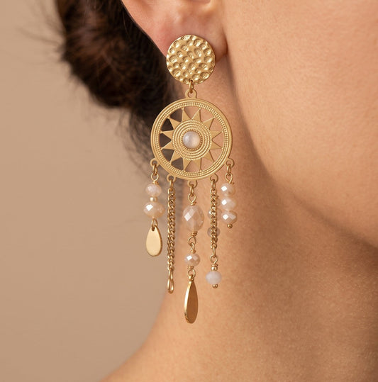 Boucles d'oreilles Attrape rêve blanc