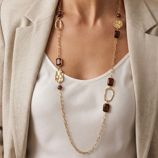 Collier sautoir Marron
