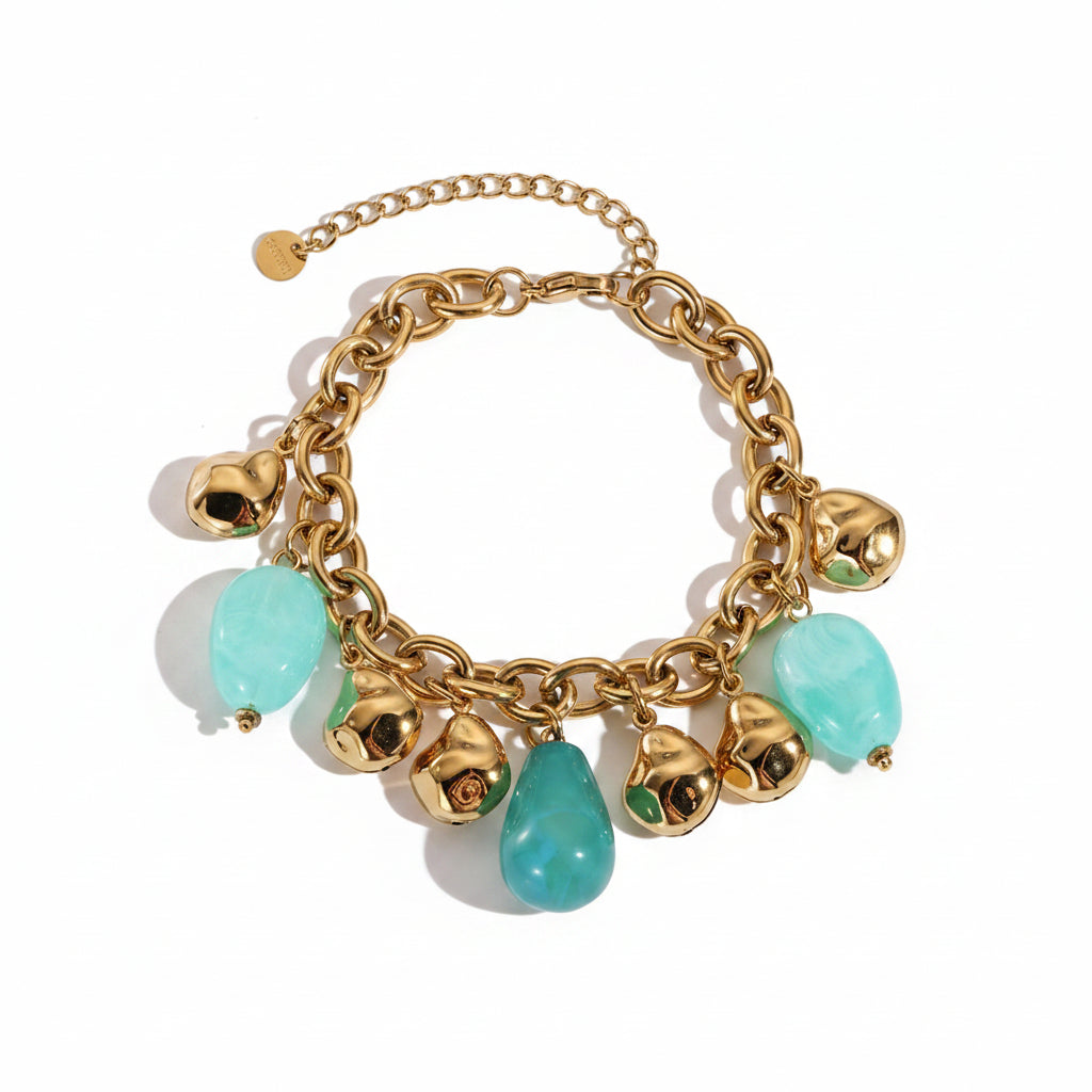 Bracelet breloque bleu turquoise