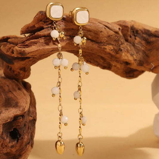 Boucles d'oreilles pendantes blanche