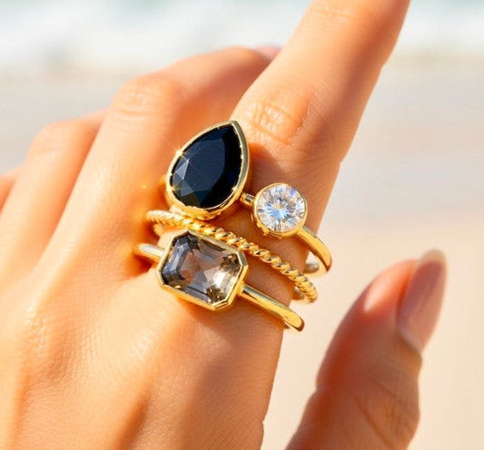 Bague  Cristaux Noir