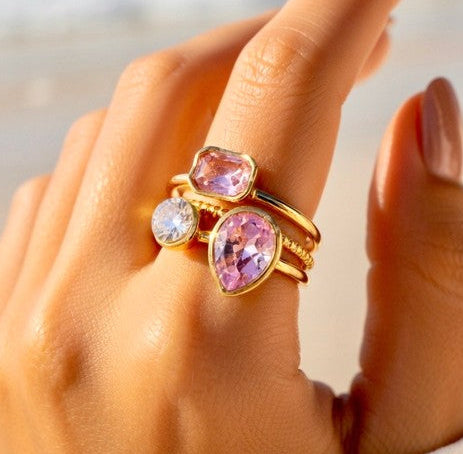 Bague Cristaux rose