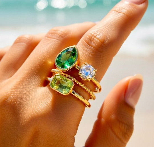 Bague Cristaux vert